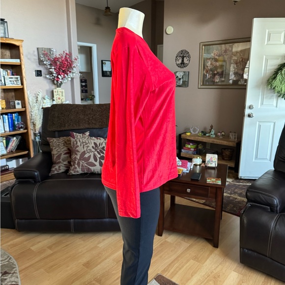 Mix It red velvet long sleeve sweater-size L - Picture 7 of 9